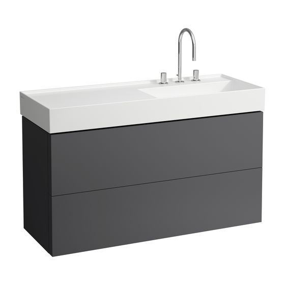 Laufen Waschtischunterbau Kartell 600x1180x450mm, Schiefergrau, 2 Schubladen, mit Push/Pull Funktion, für WT H813333
