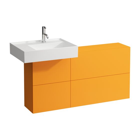 Laufen Waschtischunterbau Kartell 270x1200x608mm, Ockerbraun, 1 Tür 2 Klappen links