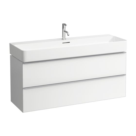 Laufen Waschtischunterbau SPACE 408x1181x500mm, Mattweiß, 2 Schubladen mit Griff für Waschtisch H810289 H814282