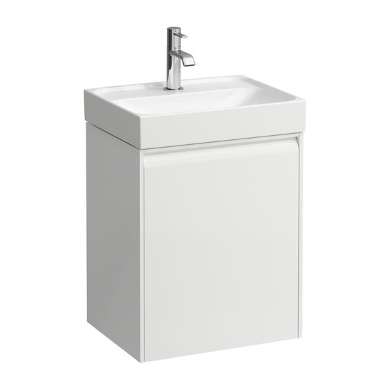 Laufen Waschtischunterbau MEDA 339x437x515mm, Specialcolor, 1 Tür Scharnier links, Griffleiste, Glasablage fix, für HWB