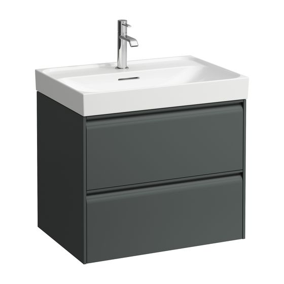 Laufen Waschtischunterbau MEDA 448x636x515mm, Verkehrsgrau, 2 Schubladen, 1 Ordnungssystem, Griffleiste, Vollau., für WT 65cm