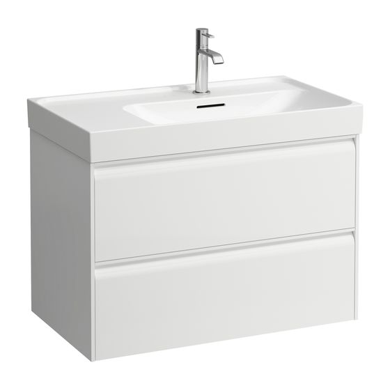 Laufen Waschtischunterbau MEDA 448x784x515mm, Mattweiß, 2 Schubl., 1 Ordnungssys., Griffleiste, Vollau., für 80cm WT H817115