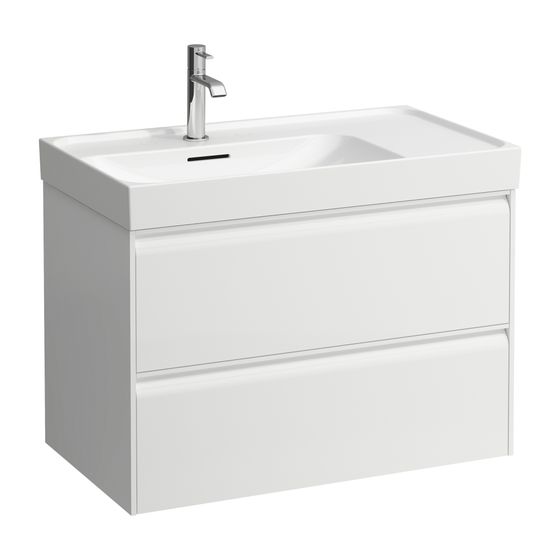 Laufen Waschtischunterbau MEDA 448x784x515mm, Mattweiß, 2 Schubl., 1 Ordnungssys., Griffleiste, Vollau., für 80cm WT H817116