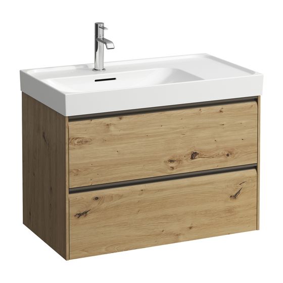 Laufen Waschtischunterbau MEDA 448x784x515mm, Wildeiche, 2 Schubl., 1 Ordnungssys., Griffleiste, Vollau., für 80cm WT H817116