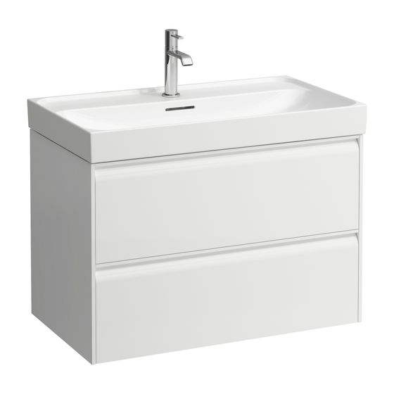 Laufen Waschtischunterbau MEDA 448x784x515mm, Mattweiß, 2 Schubl., 1 Ordnungssys., Griffleiste, Vollau., für 80cm WT H810117