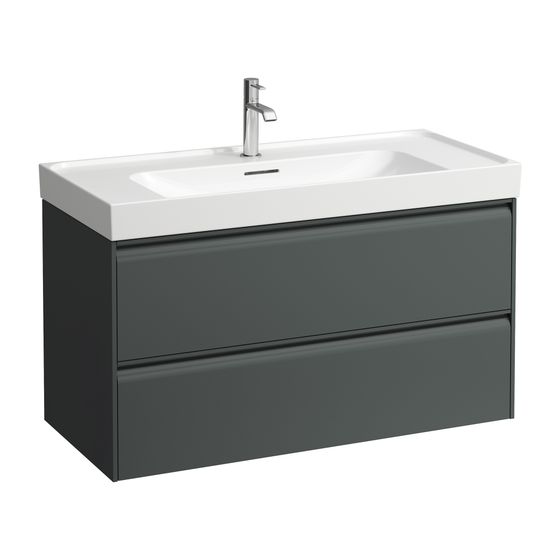 Laufen Waschtischunterbau MEDA 448x984x515mm, Verkehrsgrau, 2 Schubladen, 1 Ordnungssystem, Griffleiste, Vollau., für 100cm WT