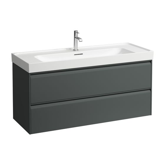 Laufen Waschtischunterbau MEDA 448x1182x515mm, Verkehrsgrau, 2 Schubladen, 1 Ordnungssys., Griffleiste, Vollau., für 120cm WT