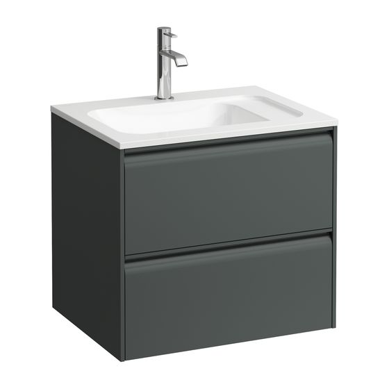 Laufen Waschtischunterbau MEDA 442x572x504mm, Verkehrsgrau, 2 Schubl., 1 Ordnungssys., Griffleiste, Vollau., für 60cm Möbel-WT
