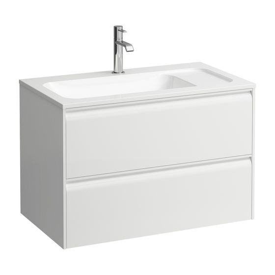 Laufen Waschtischunterbau MEDA 442x772x504mm, Specialcolor, 2 Schubl., 1 Ordnungssys., Griffleiste, Vollau., für 80cm Möbel-WT
