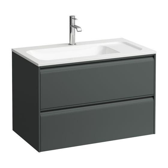 Laufen Waschtischunterbau MEDA 442x772x504mm, Verkehrsgrau, 2 Schubl., 1 Ordnungssys., Griffleiste, Vollau., für 80cm Möbel-WT