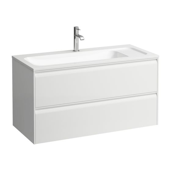 Laufen Waschtischunterbau MEDA 442x972x504mm, Mattweiß, 2 Schubl., 1 Ordnungssystem, Griffleiste, Vollau., für 100cm Möbel-WT