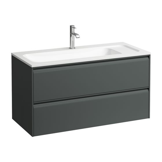 Laufen Waschtischunterbau MEDA 442x972x504mm, v.-grau, 2 Schubl., 1 Ordnungssys., Griffleiste, Vollau., für 100cm Möbel-WT