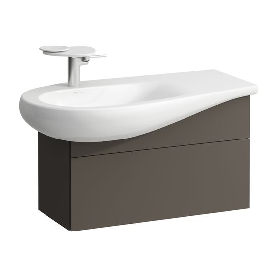 Laufen Waschtischunterbau Ilbagnoalessi 321x732x442mm, Dunkelbraun, 1 Schubl., versteckte Griffe, Siphonausschnitt links