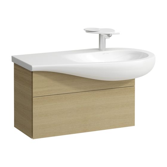 Laufen Waschtischunterbau Ilbagnoalessi 321x732x442mm, Eiche hell, 1 Schubl., versteckte Griffe, Siphonausschnitt rechts
