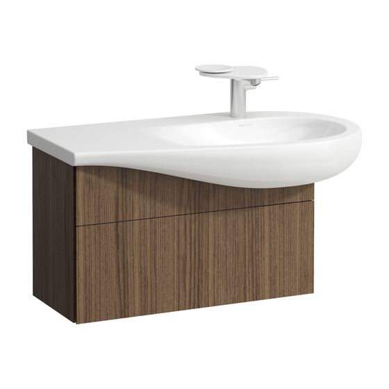 Laufen Waschtischunterbau Ilbagnoalessi 321x732x442mm, Noce canaletto, 1 Schubl., versteckte Griffe, Siphonausschnitt rechts
