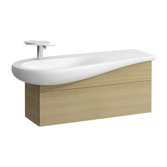 Laufen Waschtischunterbau Ilbagnoalessi 321x994x442mm, Eiche hell, 1 Schubl., versteckte Griffe, Siphonausschnitt links