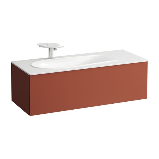 Laufen Waschtischunterbau Ilbagnoalessi 491x1194x364mm, Terracotta, 1 Schubl., versteckte Griffe, Siphonausschnitt links