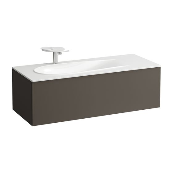 Laufen Waschtischunterbau Ilbagnoalessi 491x1194x364mm, Dunkelbraun, 1 Schubl., versteckte Griffe, Siphonausschnitt links