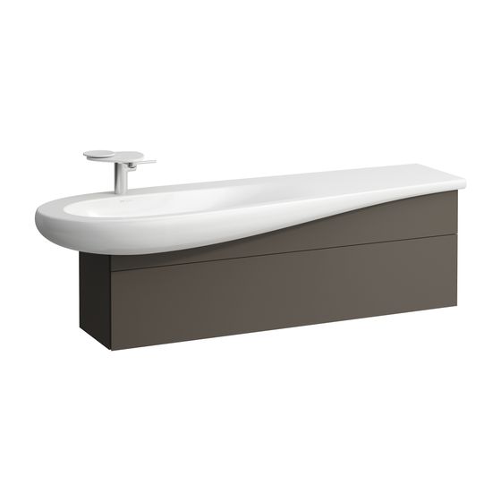 Laufen Waschtischunterbau Ilbagnoalessi 321x1350x442mm, Dunkelbraun, 1 Schubl., versteckte Griffe, Siphonausschnitt rechts