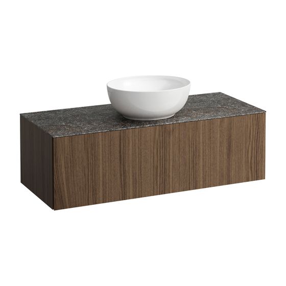 Laufen Schubladenelement, Ilbagnoalessi, 1200mm, Noce canaletto, 1 Schub., mit HL, Ausschn. mitte Marrone Naturale