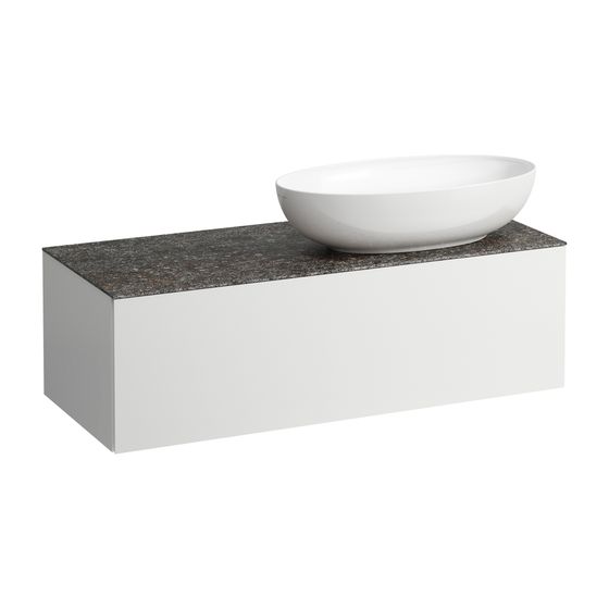 Laufen Schubladenelement, Ilbagnoalessi, 1200mm, Mattweiß, 1 Schub., mit HL, Ausschn. rechts, Marrone Naturale
