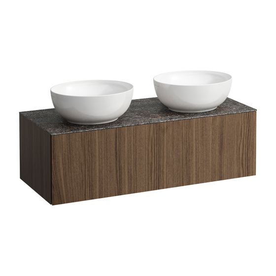 Laufen Schubladenelement, Ilbagnoalessi, 1200mm, Noce canaletto, 1 Schub., mit HL, Ausschn. links/rechts Marrone Naturale
