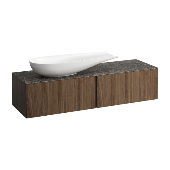 Laufen Schubladenelement, Ilbagnoalessi, 1600mm, Noce canaletto, 2 Schub., mit HL, Ausschn. links, Marrone Naturale, für H818974