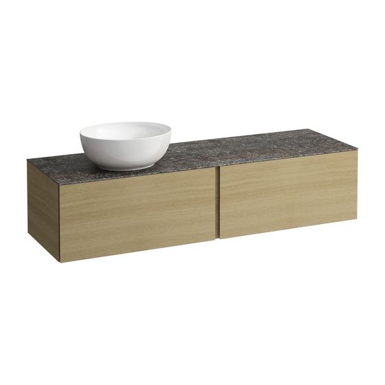 Laufen Schubladenelement, Ilbagnoalessi, 1600mm, Eiche hell, 2 Schub., Ausschn. links, Marrone Naturale