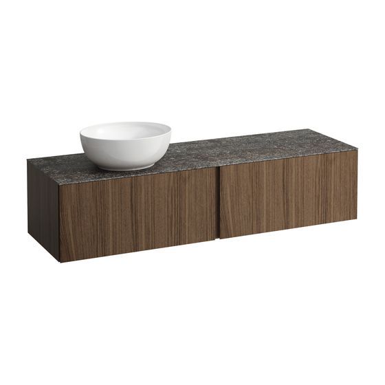 Laufen Schubladenelement, Ilbagnoalessi, 1600mm, Noce canaletto, 2 Schub., mit HL, Ausschn. links, Marrone Naturale