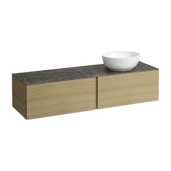 Laufen Schubladenelement, Ilbagnoalessi, 1600mm, Eiche hell, 2 Schub., mit HL, Ausschn. rechts, Marrone Naturale