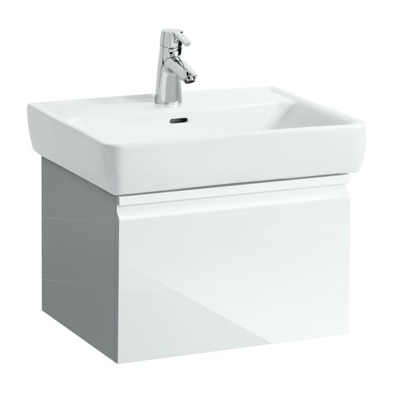 Laufen Waschtischunterbau Laufen Pro A 450x570x392mm, glänzend Weiß, 1 Schublade, mit Griffmulde, für WT H818953