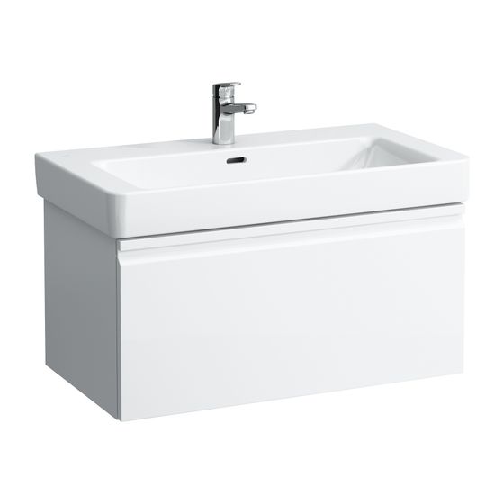 Laufen Waschtischunterbau Laufen Pro S 450x809x397mm, glänzend Weiß, 1 Schublade, mit Griffmulde, für WT H813965