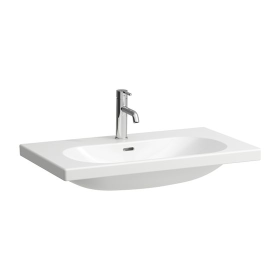 Laufen Waschtisch LUA 460x800x180mm, Weiß, ohne Hahnloch/Überlauf, Kanal unten geschlossen