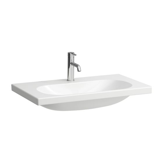 Laufen Aufsatzwaschtisch LUA 460x800x180mm, Weiß, 1 Hahnloch, ohne Überlauf, Kanal unten geschlossen