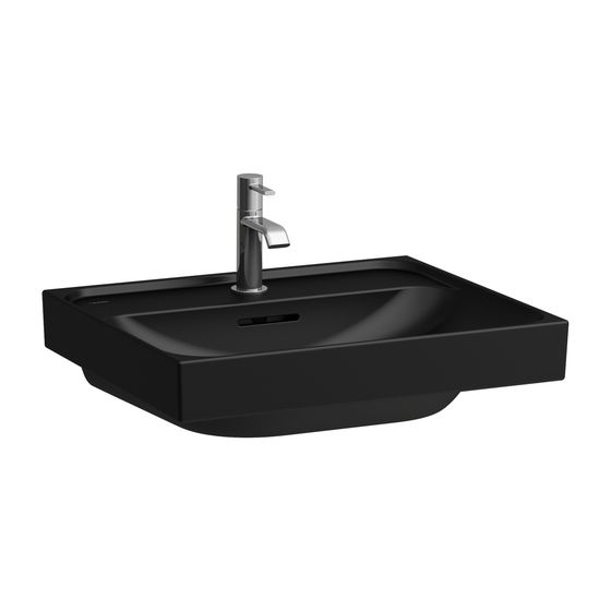 Laufen Aufsatzwaschtisch MEDA 460x550x165mm, Mattschwarz, 1 Hahnloch, mit Überlauf