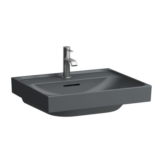 Laufen Aufsatzwaschtisch MEDA 460x550x165mm, Mattgraphit, 1 Hahnloch, mit Überlauf