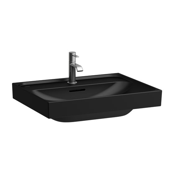 Laufen Aufsatzwaschtisch MEDA 460x600x160mm, Mattschwarz, 1 Hahnloch, mit Überlauf