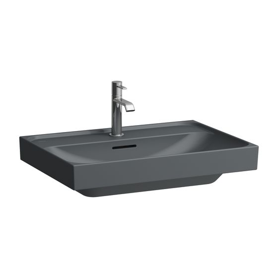 Laufen Aufsatzwaschtisch MEDA 460x650x160mm, Mattgraphit, 1 Hahnloch, mit Überlauf