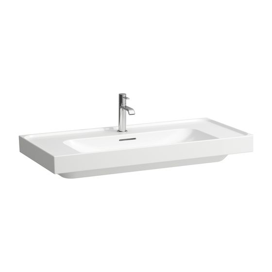 Laufen Waschtisch MEDA 460x1000x160mm, Weiß, Ablage links/rechts, 1 Hahnloch, mit Überlauf