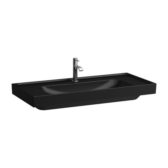 Laufen Aufsatzwaschtisch MEDA 460x1000x160mm, Mattschwarz, Ablage links/rechts, 3 Hahnlöcher, ohne Überlauf