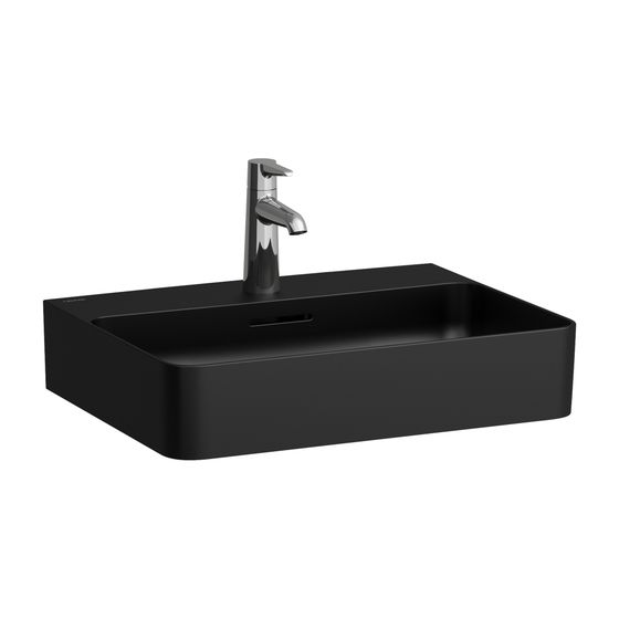Laufen Waschtisch VAL 420x550x155mm, Mattschwarz, 3 Hahnlöcher, ohne Überlauf
