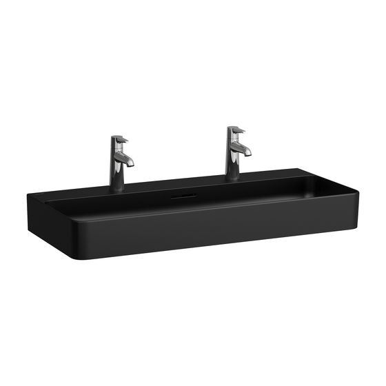 Laufen Waschtisch VAL 420x950x155mm, Mattschwarz, 1 Hahnloch, ohne Überlauf