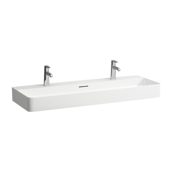 Laufen Waschtisch VAL 420x1200x155mm, Weiß LCC, 1 Hahnloch, links/rechts, mit Überlauf