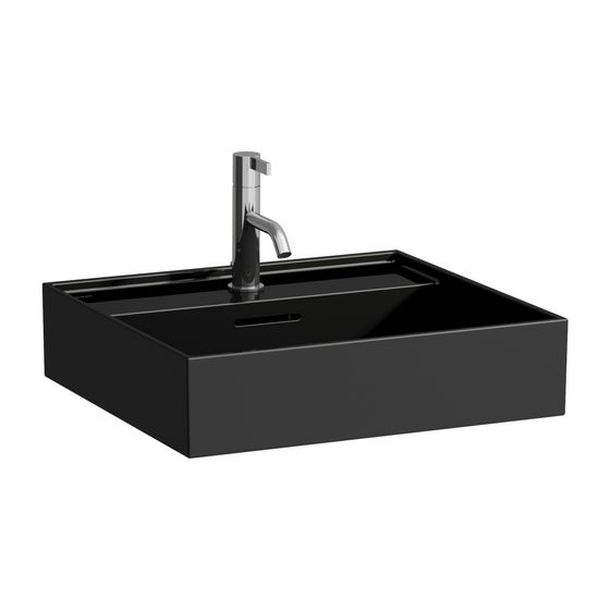 Laufen Aufsatzwaschtisch Kartell 460x500x145mm, glänzend Schwarz, 1 Hahnloch, mit Überlauf