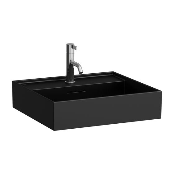 Laufen Aufsatzwaschtisch Kartell 460x500x145mm, Mattschwarz, 1 Hahnloch, mit Überlauf