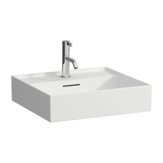 Laufen Waschtisch Kartell 460x500x145mm, Mattweiß, 1 Hahnloch, mit Überlauf