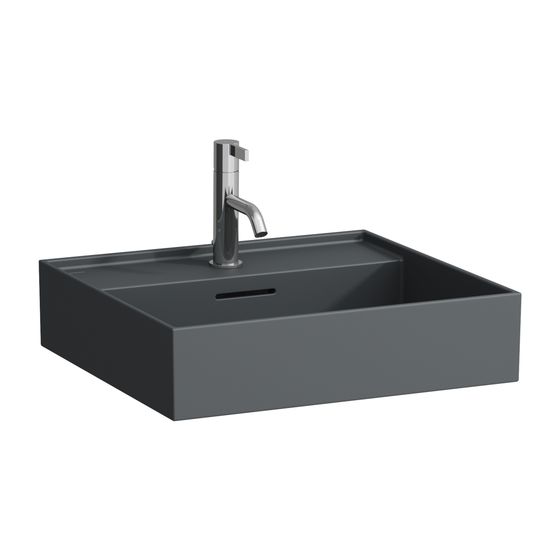 Laufen Aufsatzwaschtisch Kartell 460x500x145mm, Mattgraphit, 1 Hahnloch, mit Überlauf