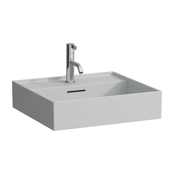 Laufen Waschtisch Kartell 460x500x145mm, Mattgrau, 1 Hahnloch, mit Überlauf