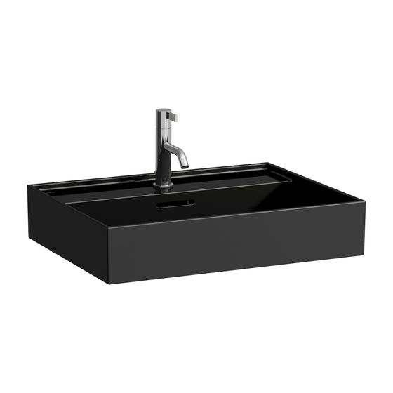 Laufen Aufsatzwaschtisch Kartell 460x600x145mm, glänzend Schwarz, 1 Hahnloch, mit Überlauf