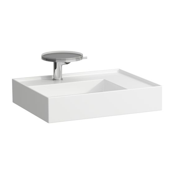 Laufen Aufsatzwaschtisch Kartell 460x600x150mm, Weiß LCC, 2 Hahnlöcher, ohne Überlauf Ablage rechts